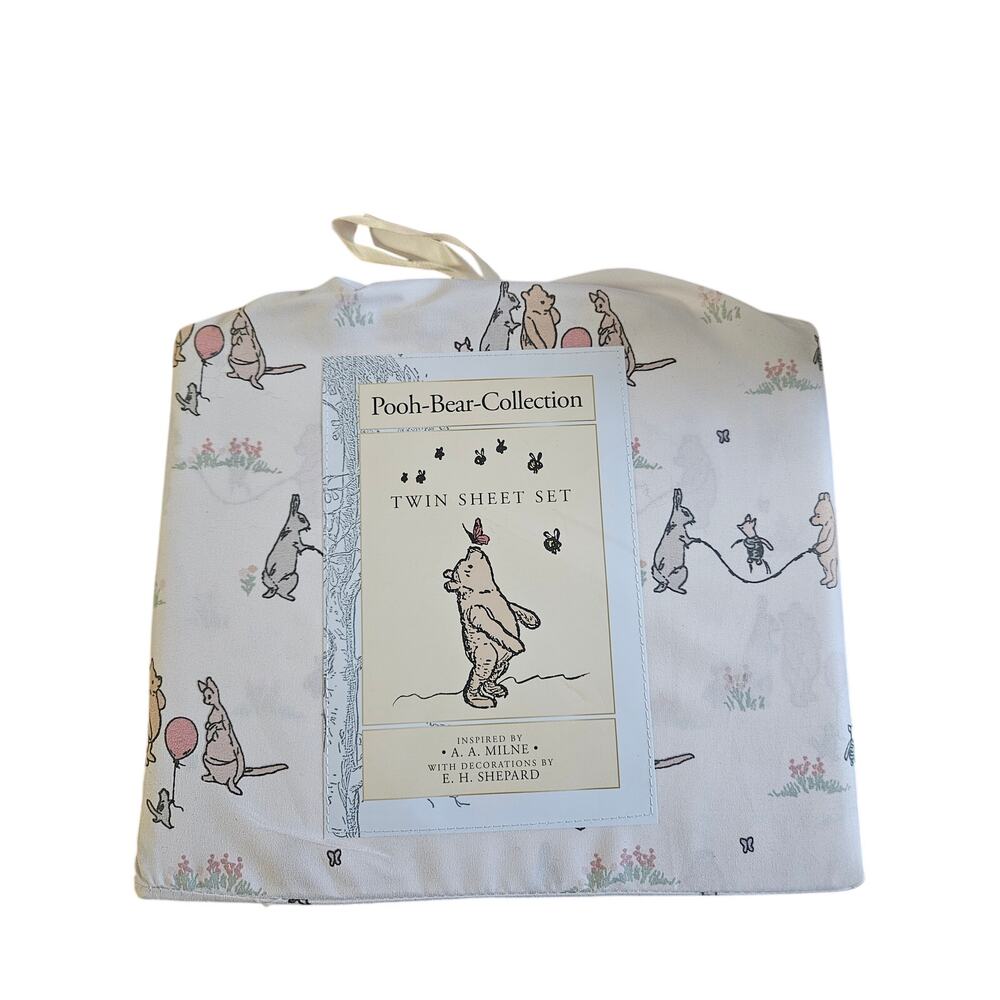 Winnie The Pooh Collection Twin White Sheet Set 3 Piece Piglet Roo Rabbit NIP